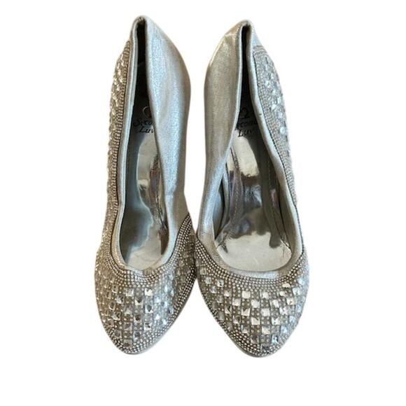 Second Luv Silver Rhinestone High Heel, size 10, 5 in heel - Picture 2 of 7